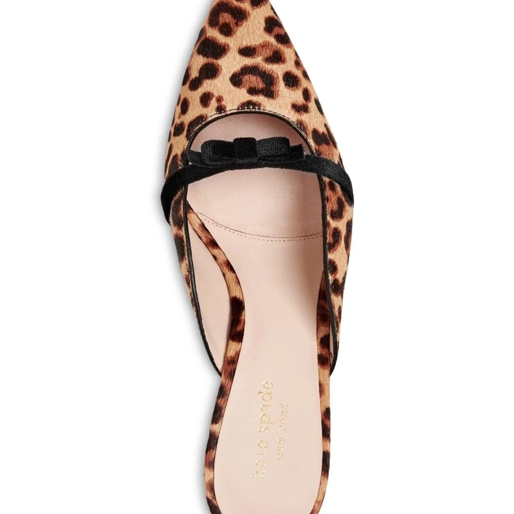 Kate Spade Leopard Print Mules with Black Bow - Picture 4 of 9